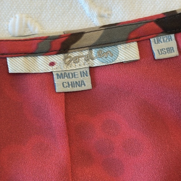 Boden Abstract Floral Silk Mini Skirt with Pleats in Pink/Gray/Brown Size 8‎ - Picture 2 of 9